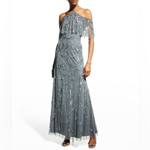 Aidan Mattox Beaded Navy Gown - Picture 6 of 8